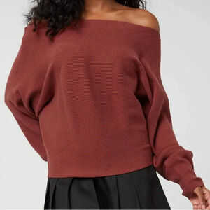 Ribbed Dolman-Sleeved  Sweater